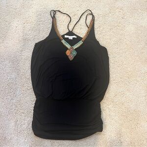 Boston Proper Black Beaded “Going Out”Top Size Small